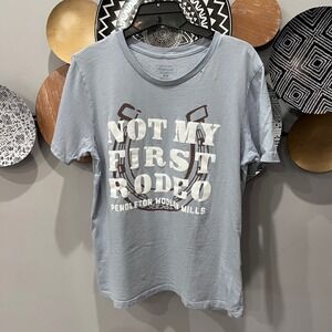 Pendleton Not My First Rodeo Graphic T-Shirt Light Blue Womens Medium Cotton